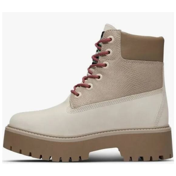Timberland Stone Street Platform Hiker Boots -White Nubuck-Size: 8 - Picture 2 of 8